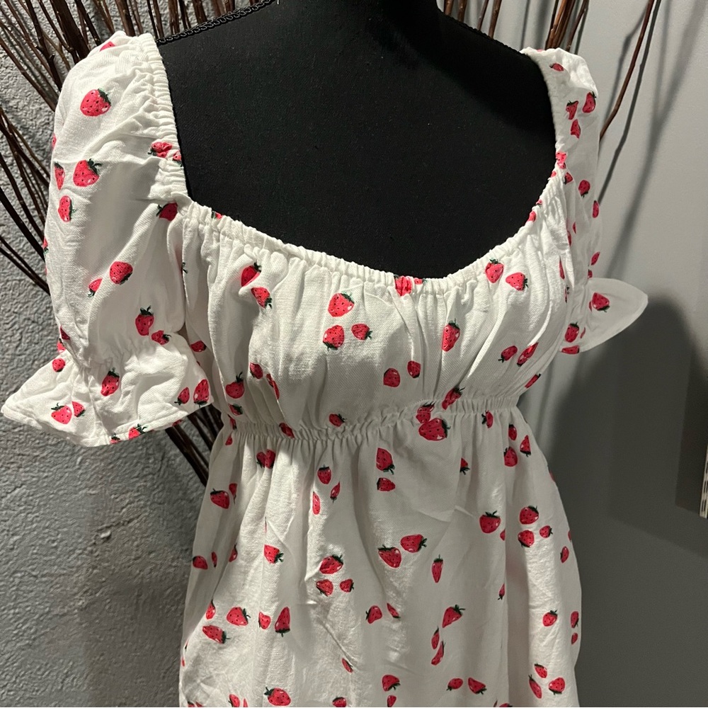 🌸NEW LOOK STRAWBERRY LINEN BLEND BABYDOLL DRESS SIZE 6🌸 - Picture 3 of 7